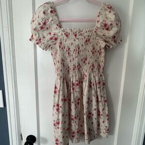 Divided Cream and Pink Floral Dress